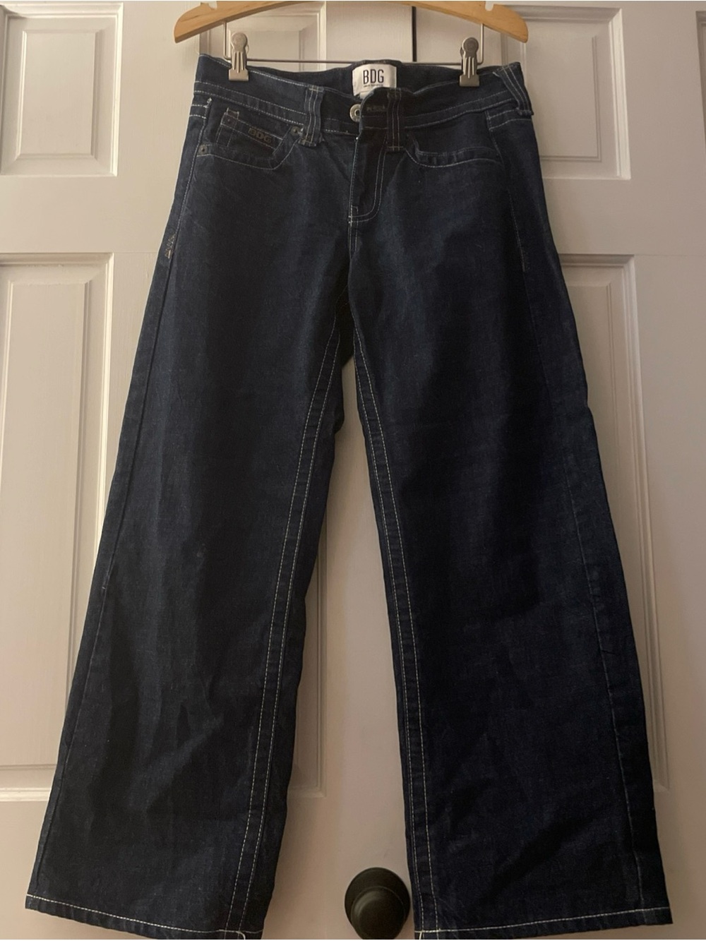 BDG Urban Outfitters Wide Leg Skater Baggy Jeans Contrast Stitch Dark Wash 27W